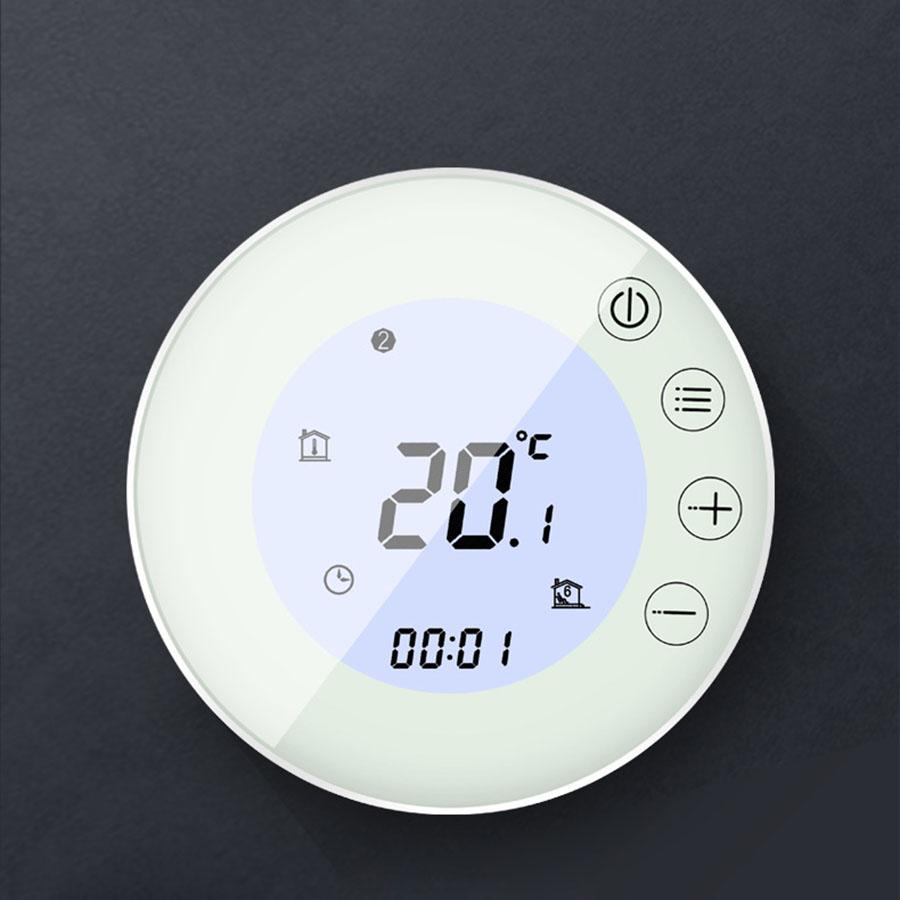 Thermostat with LCD display, touch buttons and electric heating