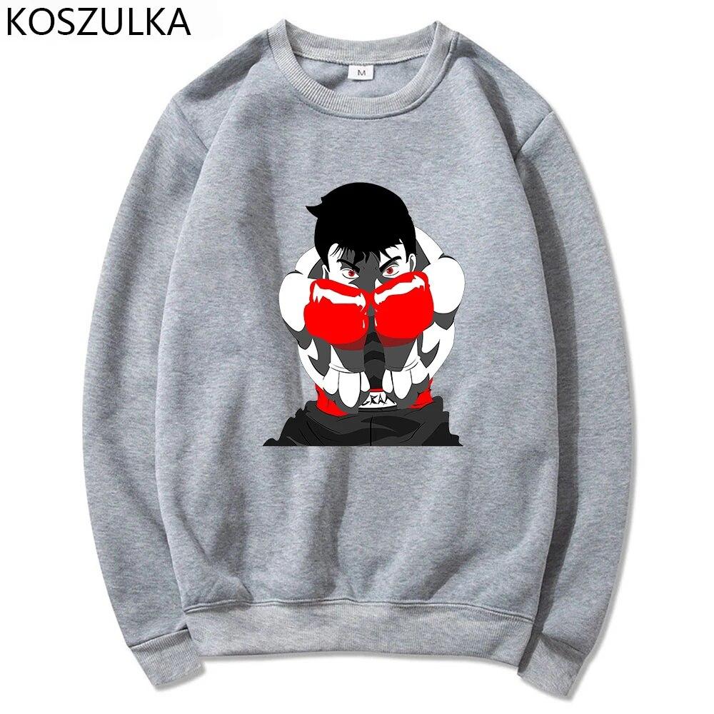 

Толстовки с забавным принтом в стиле аниме Hajime No Ippo, толстовка в стиле Харадзюку, негабаритный свитшот унисекс, готическая одежда с круглым вырезом, унисекс, Sudaderas 3XL