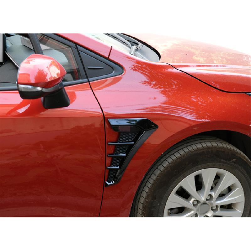 Universal Gloss Black Car Fender Side Intake Air Wing Grille Vent Cover Trim 2x