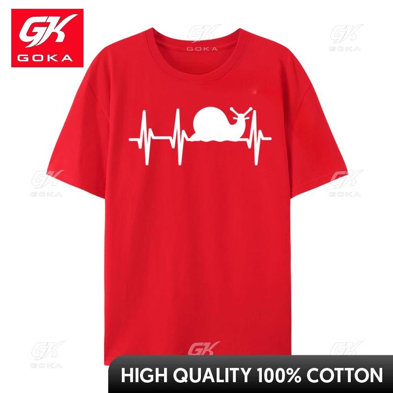 Snail Heartbeat Lover Heart Beat Premium Print Tees Classic Unisex T Shirt Ski Skiing Skier Heartbeat Printed Clothing Shirt S