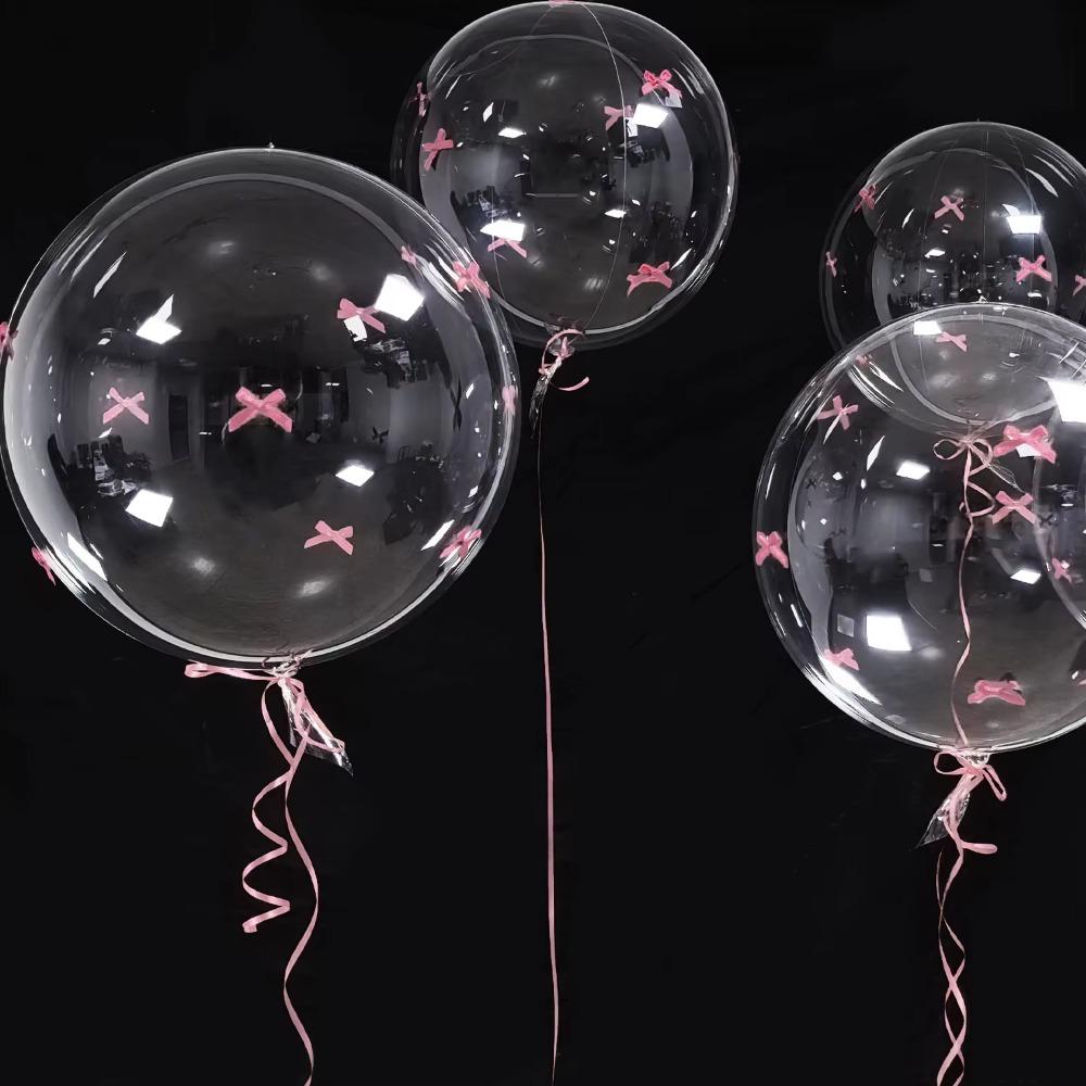 24 Zoll Rosa Schleife Ballon Transparent Party Dekoration Aluminiumfolienballon Verlobung Geburtstag