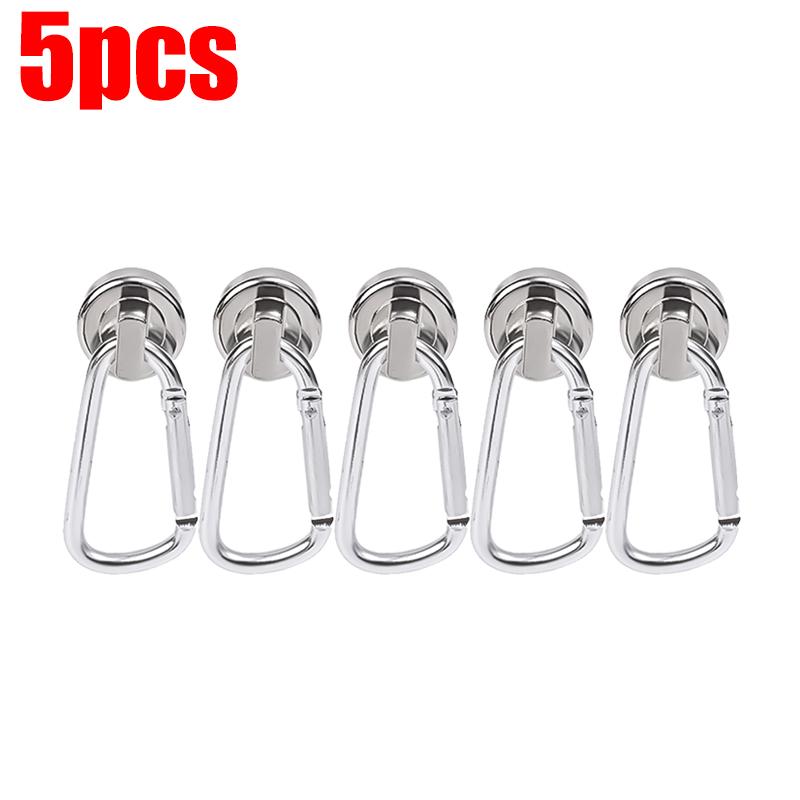 1/5PCS Carabiner Magnetic Hooks Strong Neodymium Magnet with Swivel Carabiner Heavy Duty Kitchen Bathroom Hanging Magnetic Hook