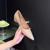 French rhinestone pearl word with Mary Jane shoes women's 2025 new pointed shallow mouth flat shoes inner height increase single shoes