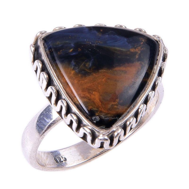 Natural Pietersite Gemstone Handmade 925 Solid Sterling Silver Ring Size 8 D9d66