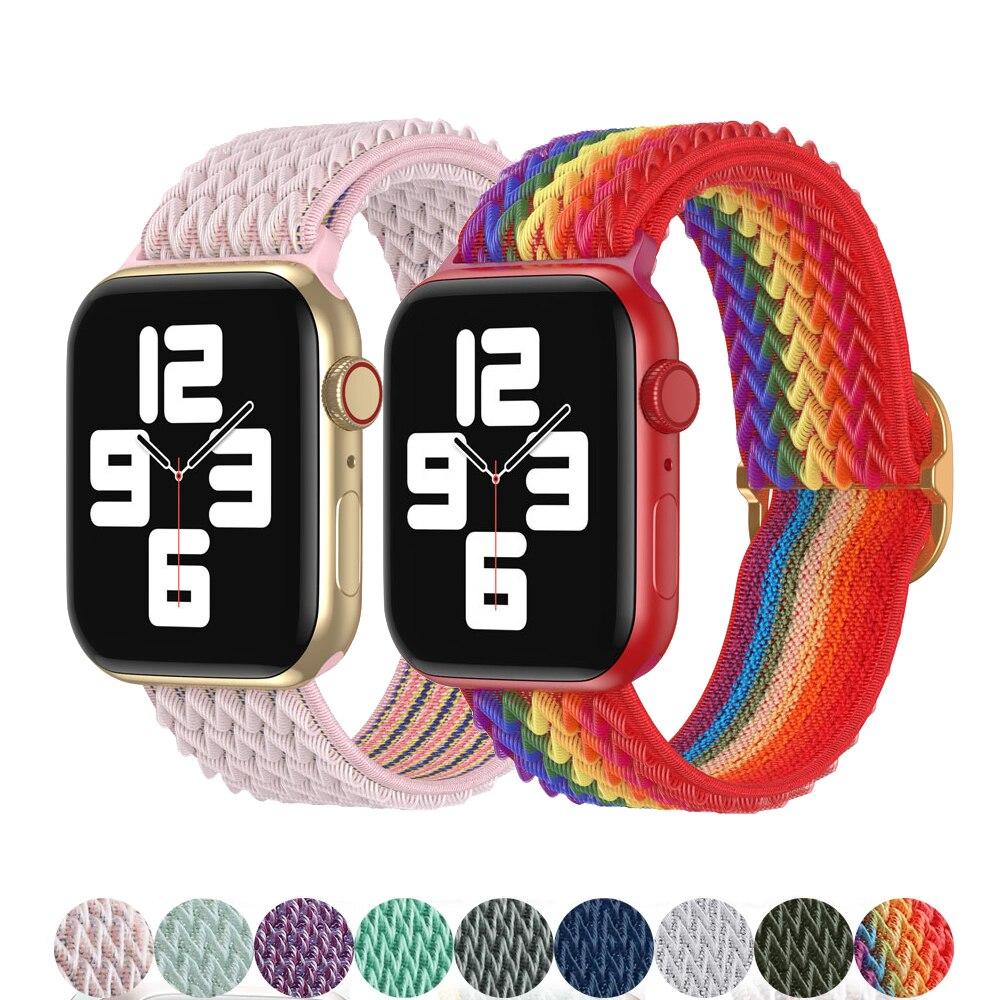 

Нейлон Solo Петля Регулируемый ремешок для Apple часы ремешок 6 44 мм 40 мм 38 мм 42 мм Эластичный спортивный браслет Смарт-часы Браслет для iwatch series 6 SE 5 4 3