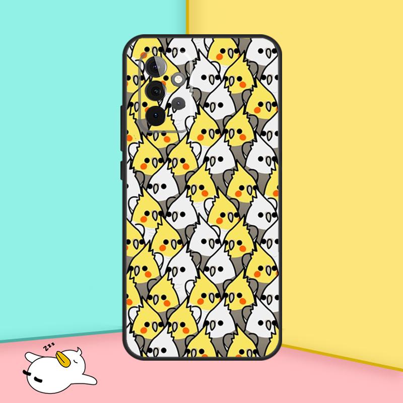 Cartoon Cockatiel Collage Cover For Samsung Galaxy A53 A33 A13 A12 A32 A52 A14 A34 A54 A15 A25 A35 A55 A71 A51 Case