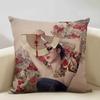 Classic Japanese Lady Decorative Cushion Cover Living Room Sofa Pillow Case 45x45cm Linen Pillowcase Home Art Decor