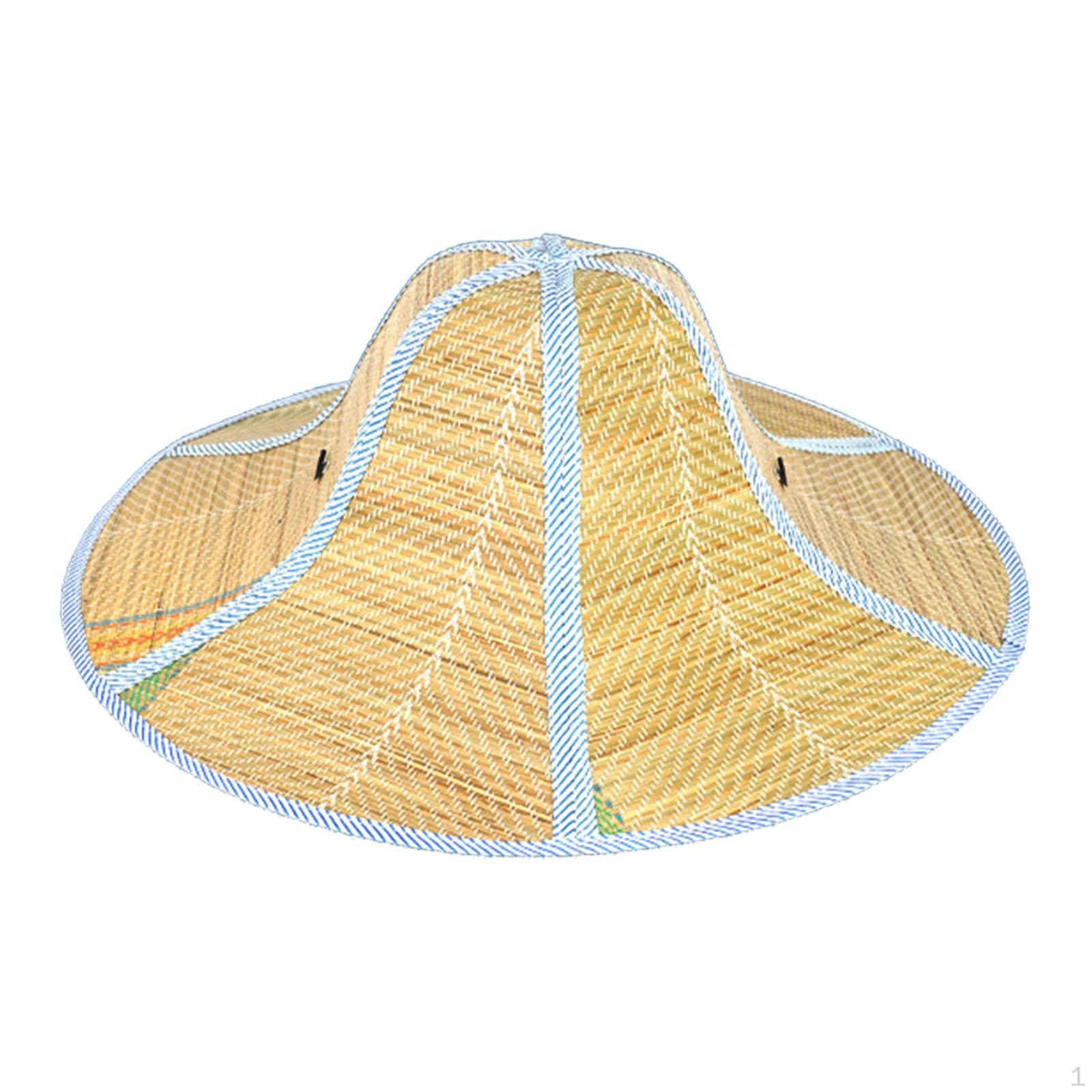 

Компактная соломенная шляпа для защиты от солнца с регулируемым ремешком для подбородка. Активный отдых на природе. Blue White