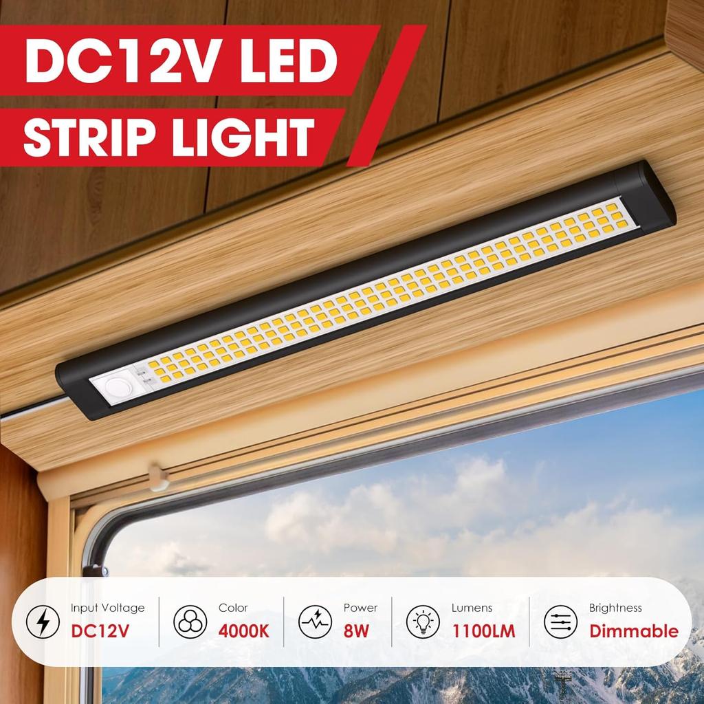 12V LED Light, 12 Volt Light Bar, Enclosed Trailer Lights, LED Light for RV Interior, String Lights for Trailer, Shed, Track, Van, RV(4Pack, 4000K,