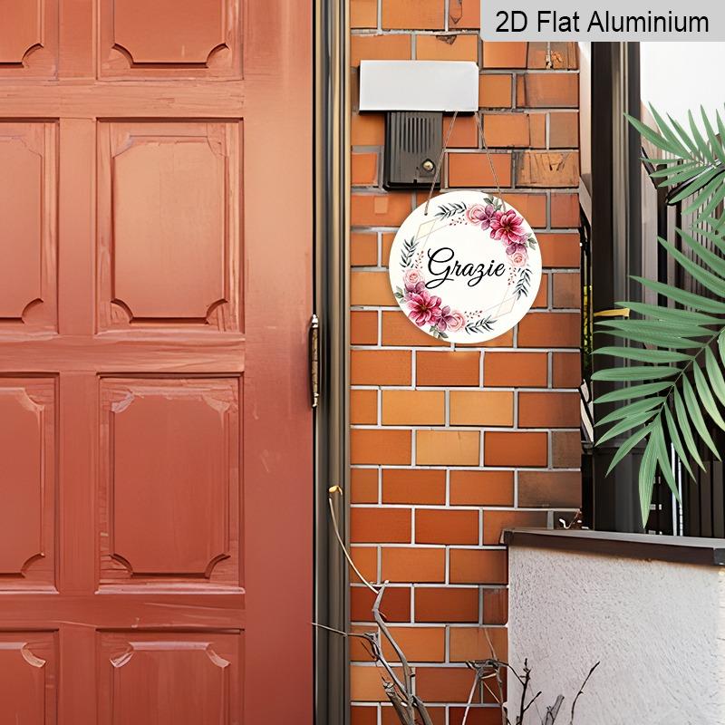 2D Flat Retro Aluminum Wall Stickers In Various Sizes. "Grazie" Watercolor Floral Thank-you Wall Hanging, with A Gentle and Fresh Style. A Perfect