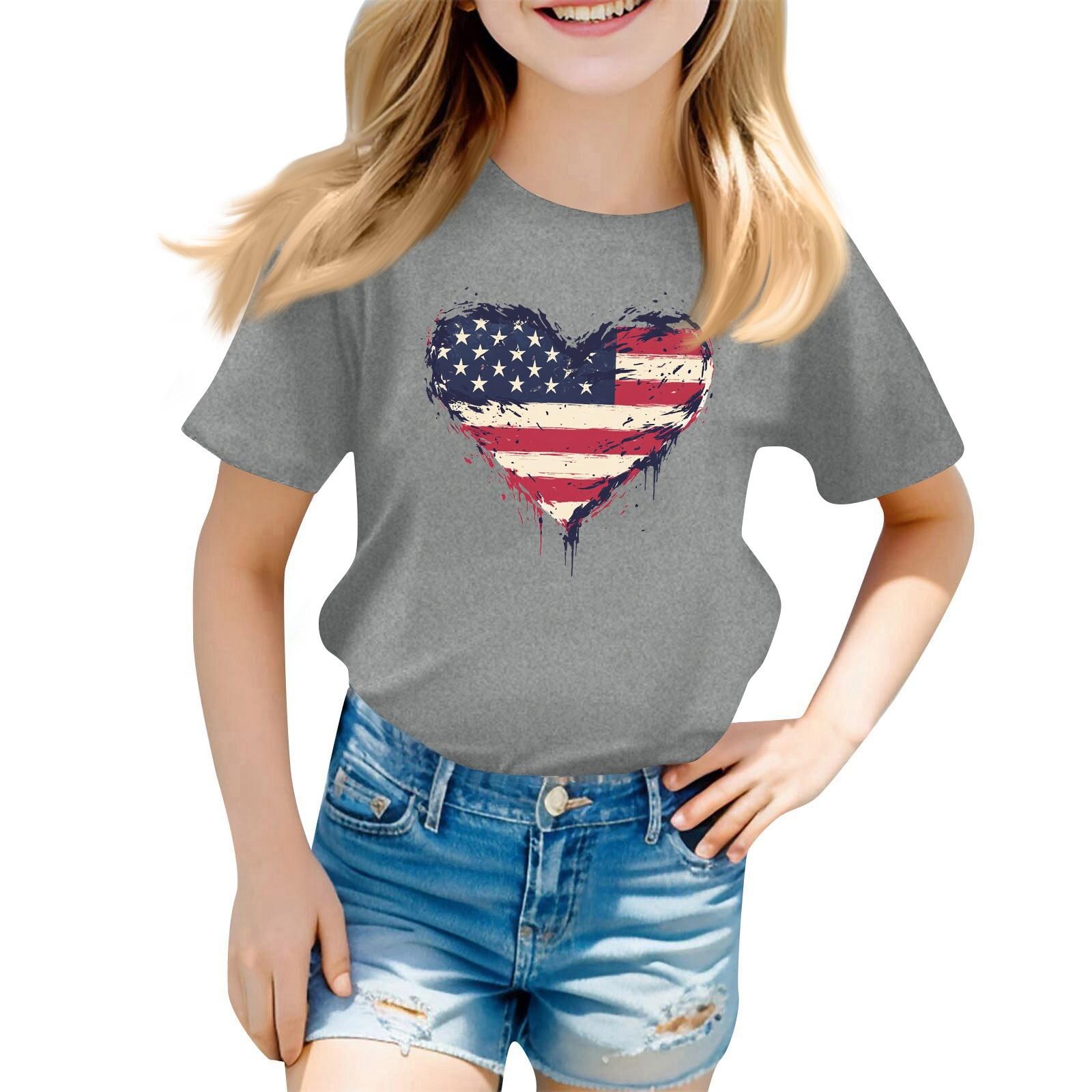 

Children s Printed Short Sleeved Round Neck Casual Comfortable Loose Lightweight Top 100