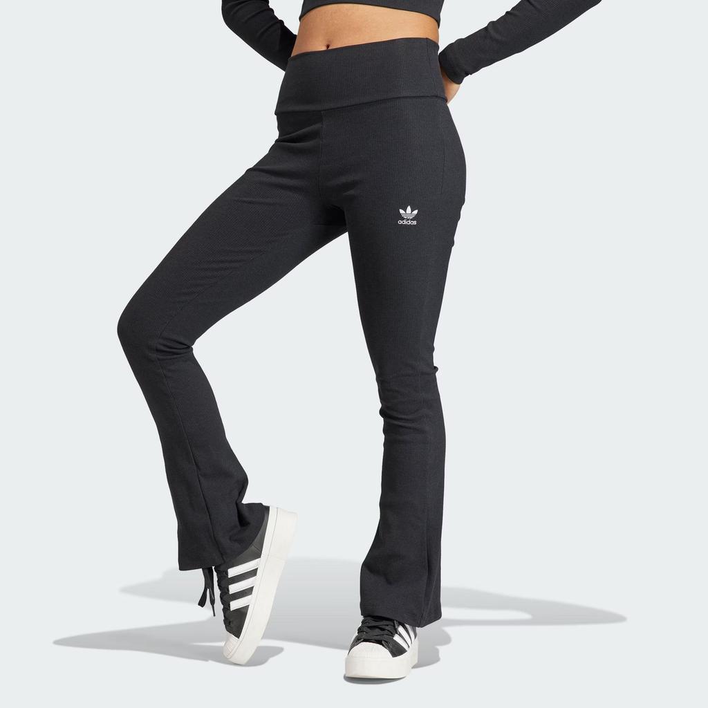 adidas Women's Black Rib Flared Casual Pants II8056