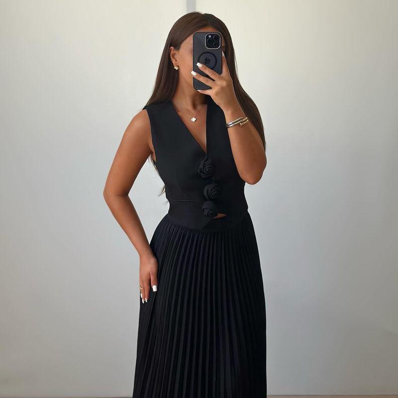 2025 African Style Women's Sleeveless Vest & Pleated Long Skirt Two-Piece Summer Set