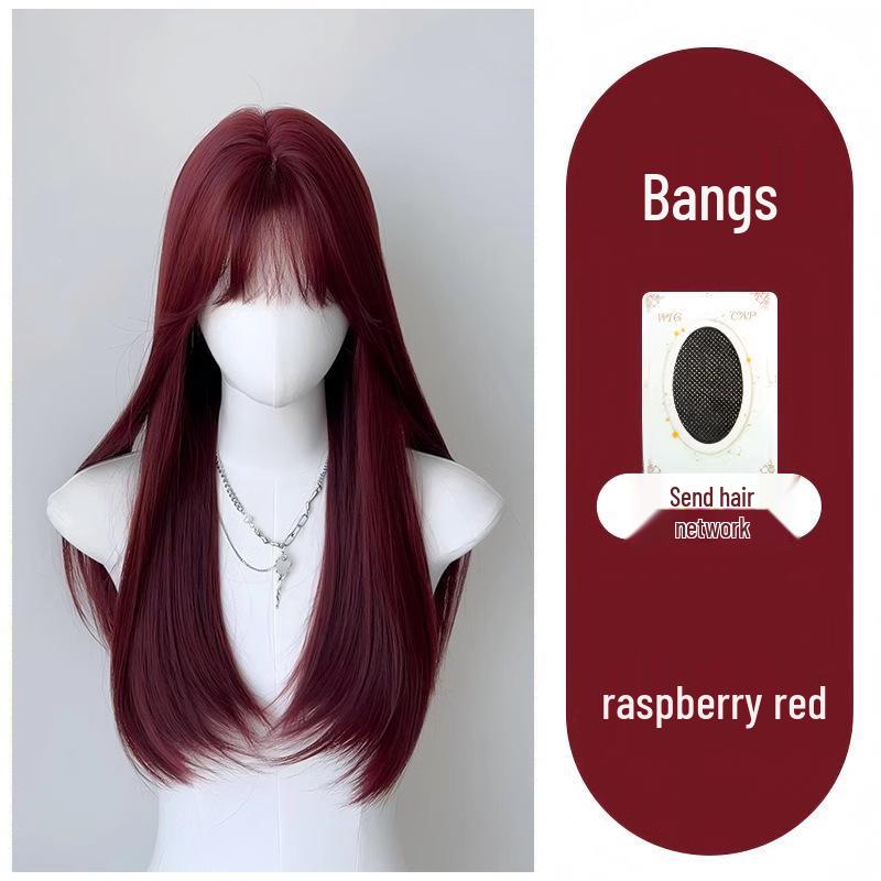 

Довга кучерява перука «Русалка» насиченого червоного кольору з повітряною чубкою для жінок