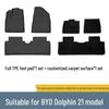 Eco-friendly, Waterproof, Odorless TPE Foot Pads for BYD Dolphin Trunk Mats with Galaxy Carpet Surface.