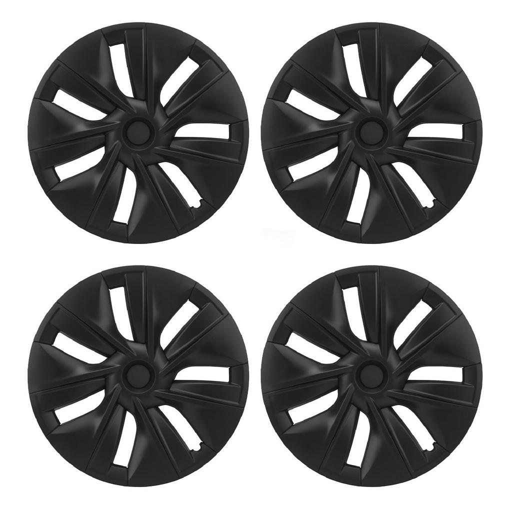 4PCS Wheel Hub Cap Matte Black High Strength Textured Design Replacement for Tesla Model Y 2020‑2023