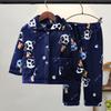 Kids' Flannel Pajama Set - Thick Coral Fleece Cardigan for Boys & Girls, Perfect for Autumn & Winter.