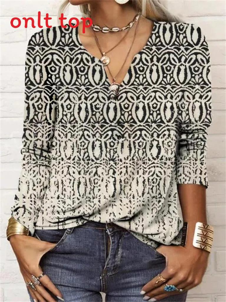 Wish Winter Women Long Sleeve Floral V Neck T Shirt With Digital Print For Casual Wear