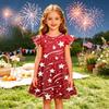 Girls Dress Sleeveless Ruffle Sleeve Independence Day Spliced Star Pattern Casual A-Line Dress for Kids