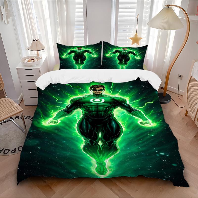 3pcs Green Lantern Cover Set,Soft Comfortable Duvet Cover,Guest Room (1*Duvet Cover + 2*Pillowcases, Without Core) yy251024170