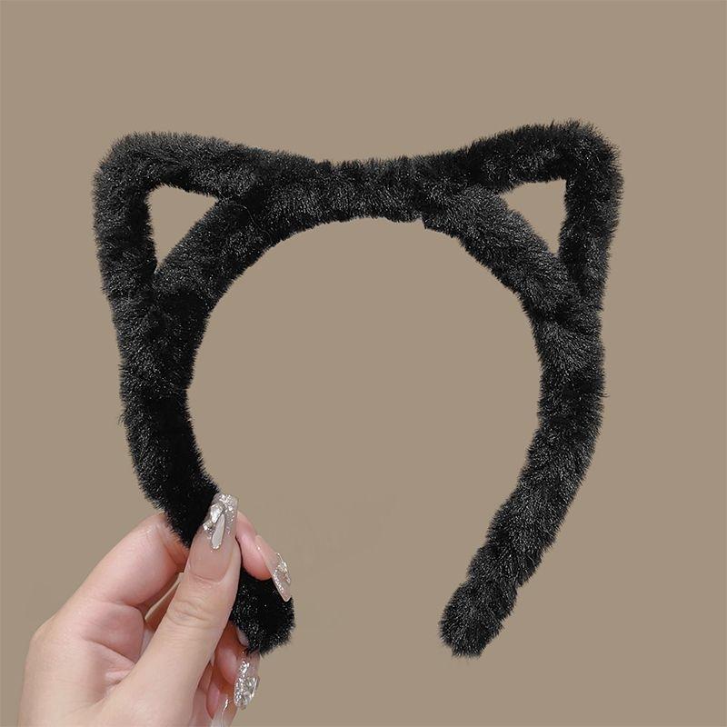 Lovely Big Rabbit Ear Plush Headband, Soft Furry Hair Hoop for Girls, Cute Cartoon Style for Daily & Party Use black Bunny Ear Headband чёрный