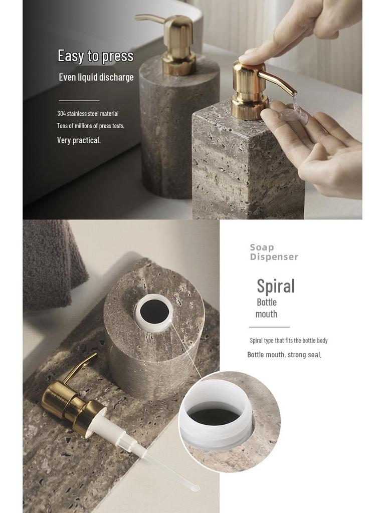 Set da Bagno Travertino Grigio Argento Wabi-Sabi: Vassoio e Decorazione per Lavabo.
