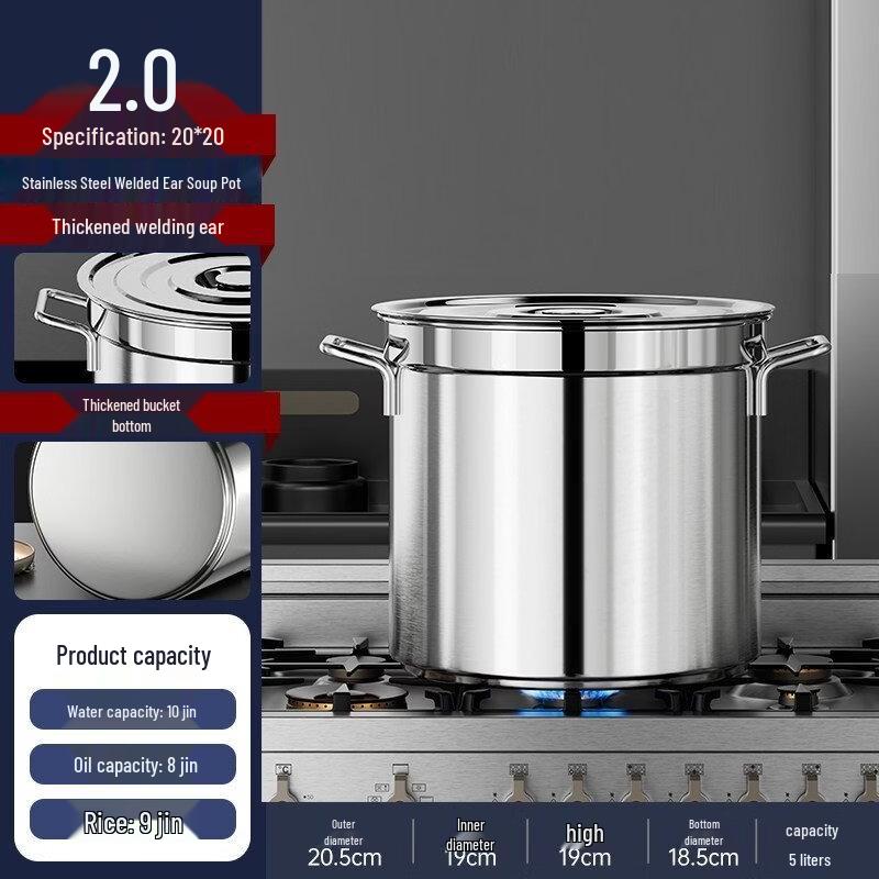 Stainless Steel Round Soup Pot with Lid