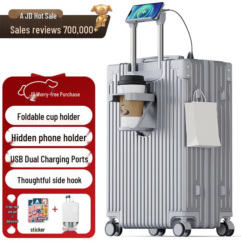 Fantidiya 28-inch Hardside Luggage with Cup Holder & Phone Stand 28 inch
