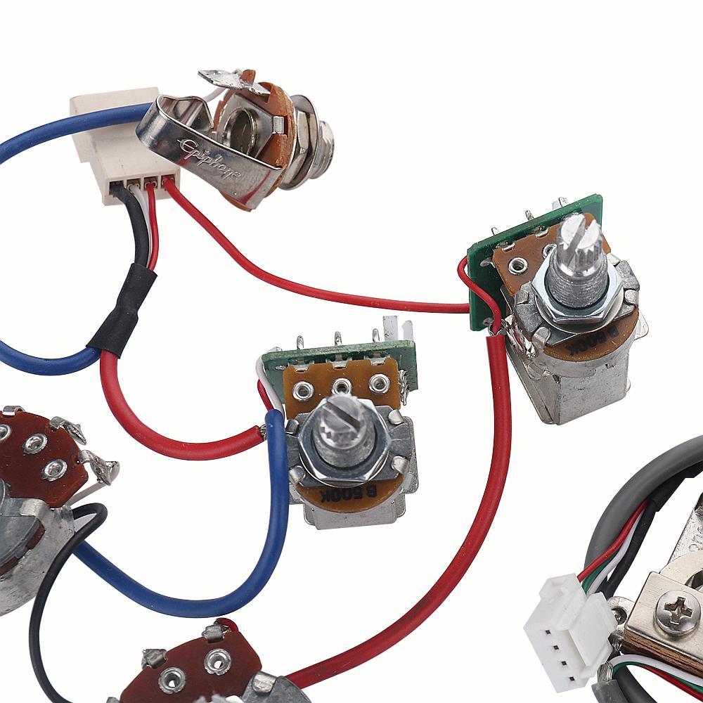 1Set Electric Guitar Pickup Pro Wiring Harness Push Pull Pots With 2 Humbucker Setup For Epi Lp Guitar