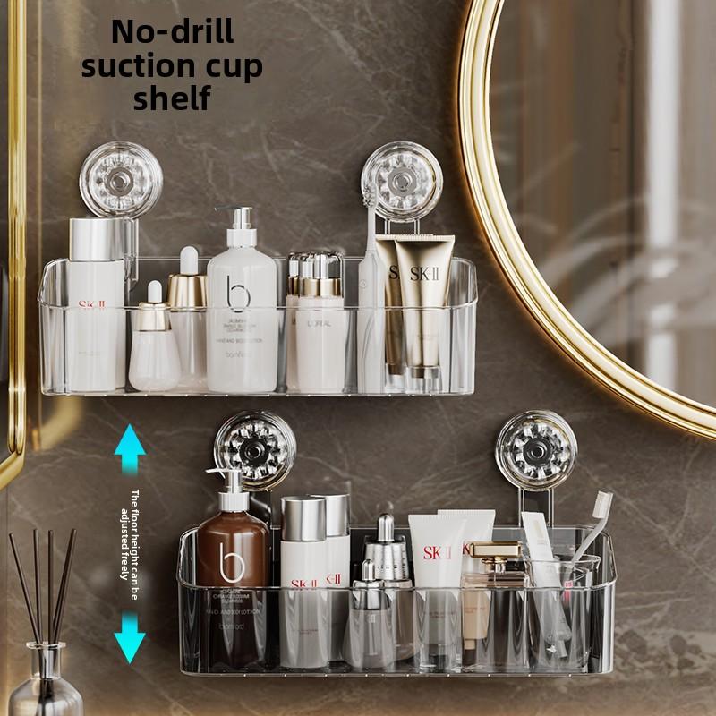 Suction Cup Straight Row Non Perforated Wall Mounted Toilet Detachable Washbasin Bathroom Storage Rack