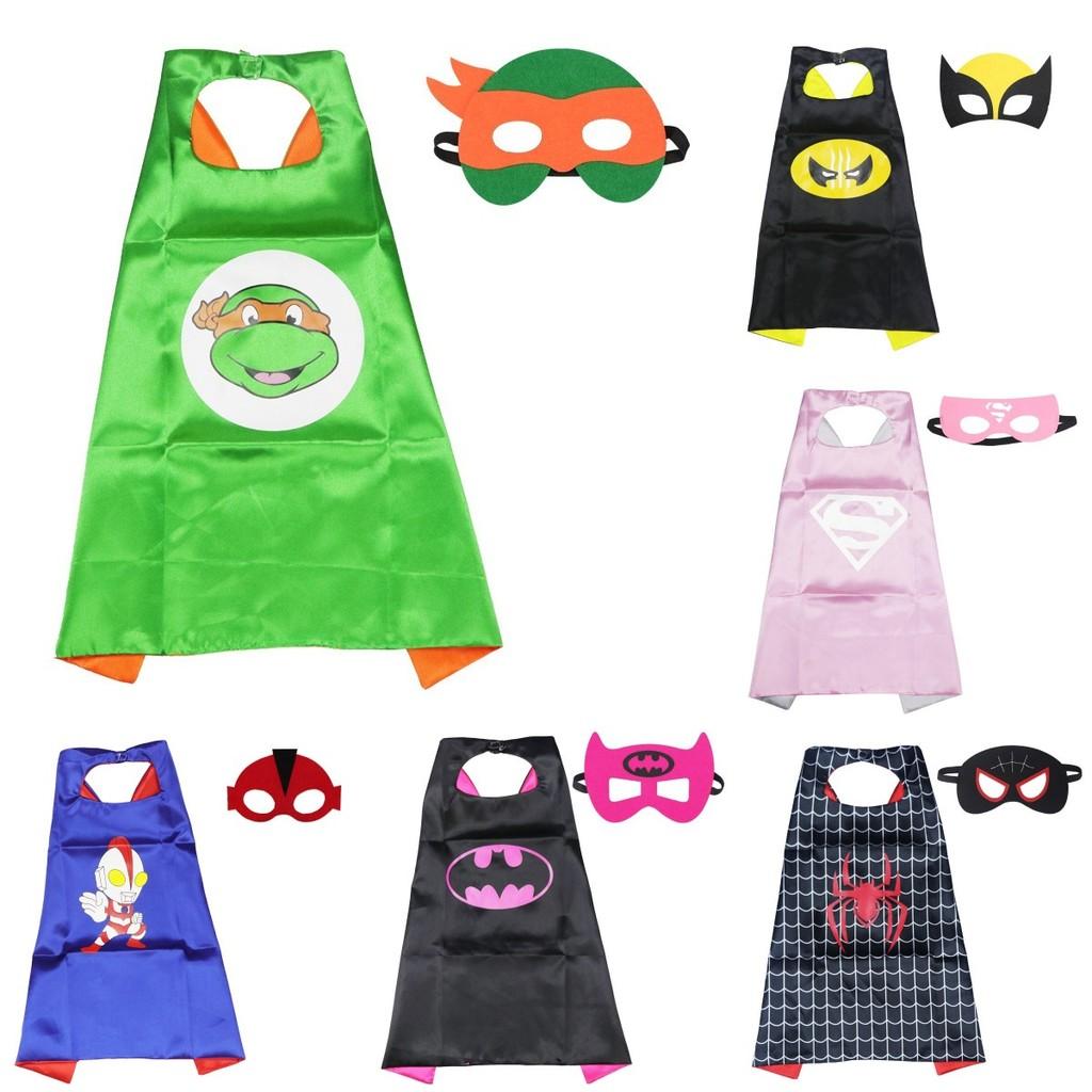Ninja Turtle Superhero Cape Cloak Eye Mask Kid Halloween Cosplay Party Costume
