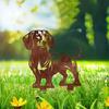 Süße Hund Blumenbeet Dekoration Metall Dackel Gartenstecker, Rostige Tier Silhouette Dekorativer Hof Wetterfester Pfahl Kunst für Draußen Rasen, Weg,