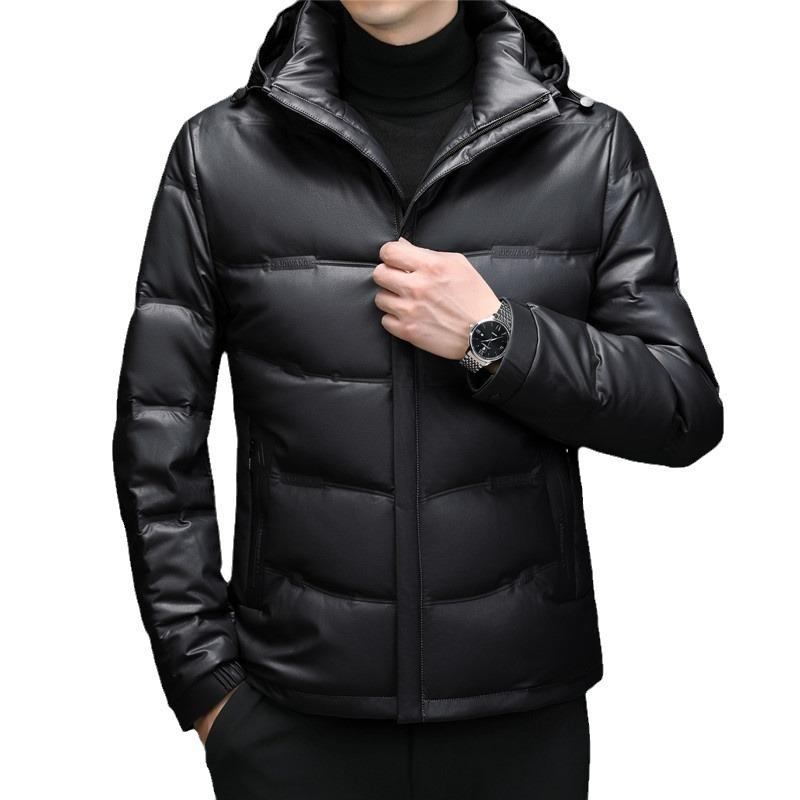 Echtes Leder Daunenjacke Herren Winter Neue verdickte warme Lederjacke Schaffell Lederjacke Herrenmantel