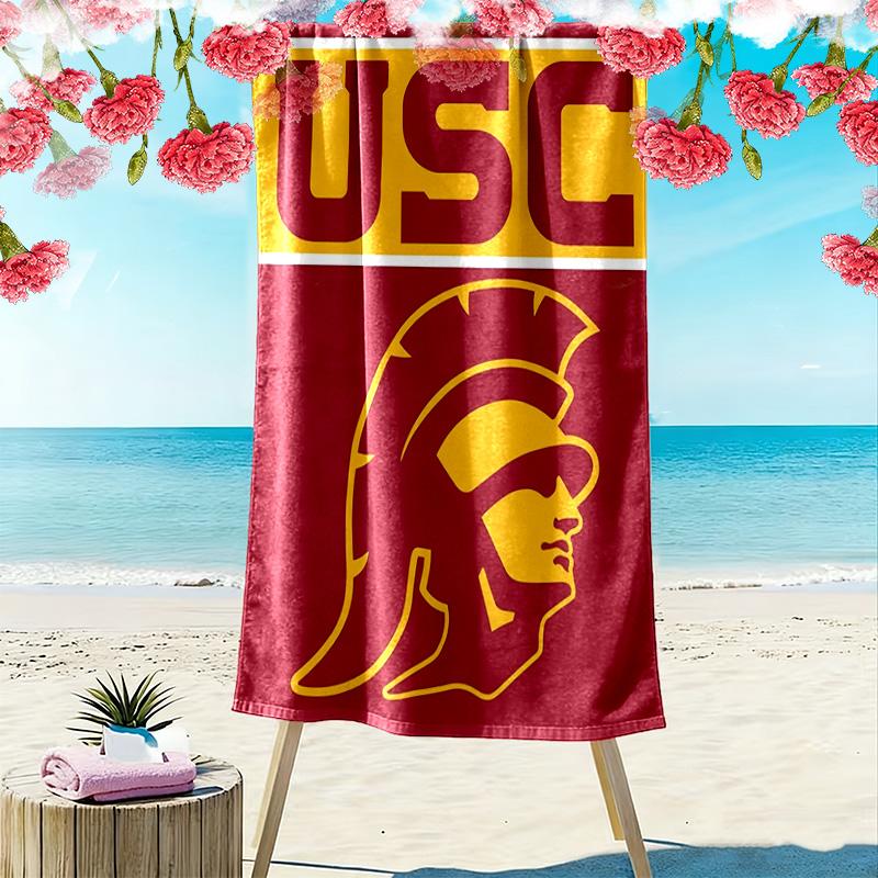 USC Trojans Print Beach Towel, Large Soft Quick Dry Towel for Beach Camping Swimming