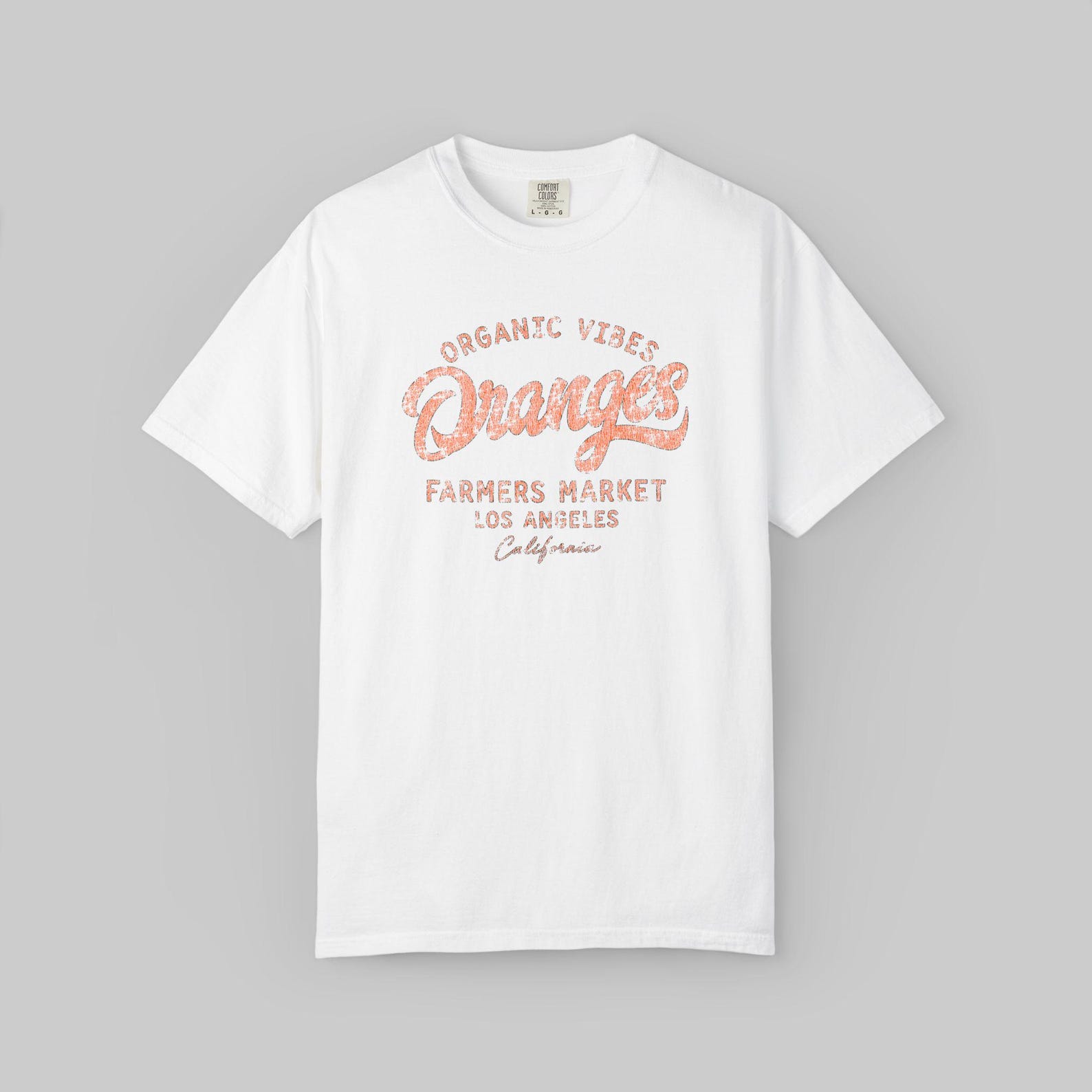 Organic Vibes Oranges Farmers Market T-shirt | Los Angeles Vintage Fruit Tee 2XL
