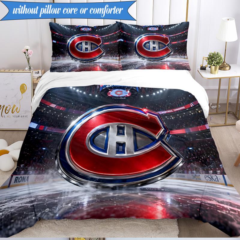 3PCS Canadiens Bedding Set Duvet Cover Closure Includes 1 Duvet Cover & 2 Pillowcases for All Seasons Bedroom Decor Christmas Fan gifts