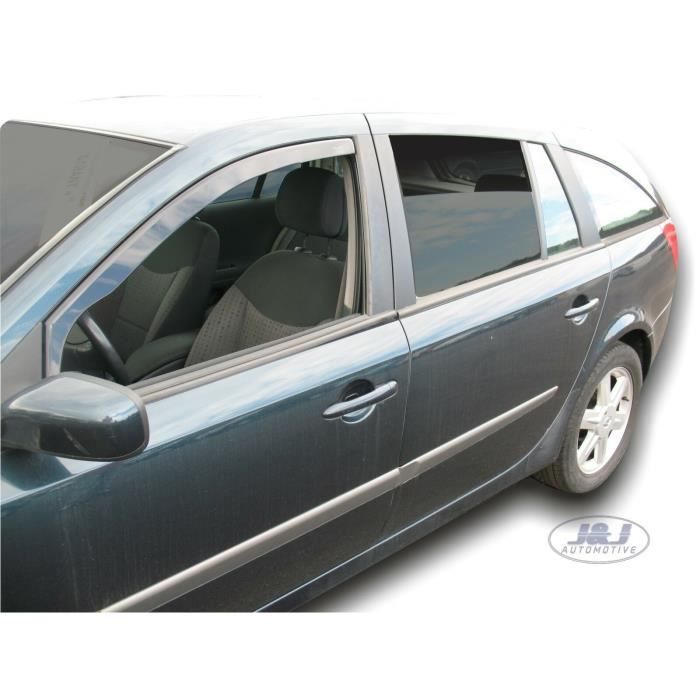 Air Deflectors - J&J AUTOMOTIVE - Renault Laguna 2 - Smoked - Reinforced Acrylic - Easy Installation
