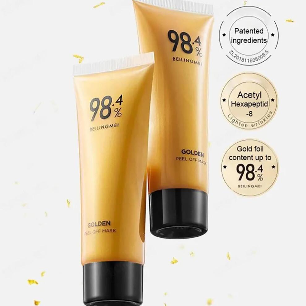 Gold Peel Off Mask 98.4% Gold Foil Face Mask for Blackheads Wrinkles Deep Cleansing 2PC