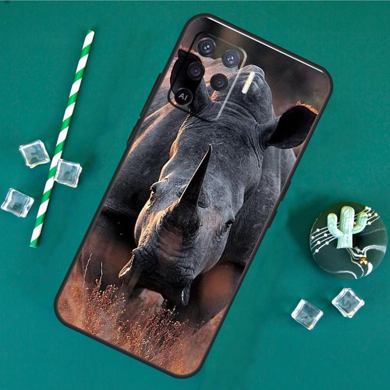 Animal Rhino Case For Oppo A40 A60 A80 A16 A76 A96 A18 A38 A58 A78 A98 A91 A15 A17 A74 A94 A54 A57S Cover