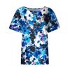 Women's Fashion Casual Short Sleeve Print Round Neck Pullover Top Blouse