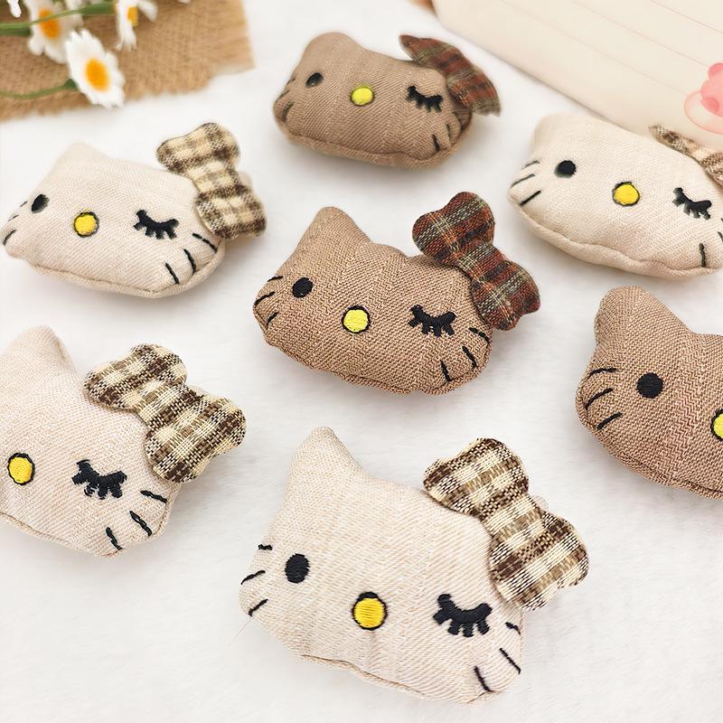 Adorable Cartoon Kitten Bow DIY Brooch & Hair Accessories for Kids' Clothing, Shoes, and Socks