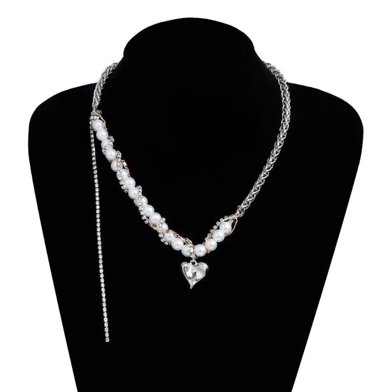 Stylish Pearls Accented Heart Shaped Necklace With Adjustable Length Jewelry For Daily Wear And Special Occasions