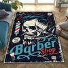 Vintage Barber Shop Skull Art Carpet Is Suitable For Living Room And Bedroom Doormats Office Balcony Decorative Carpet A2