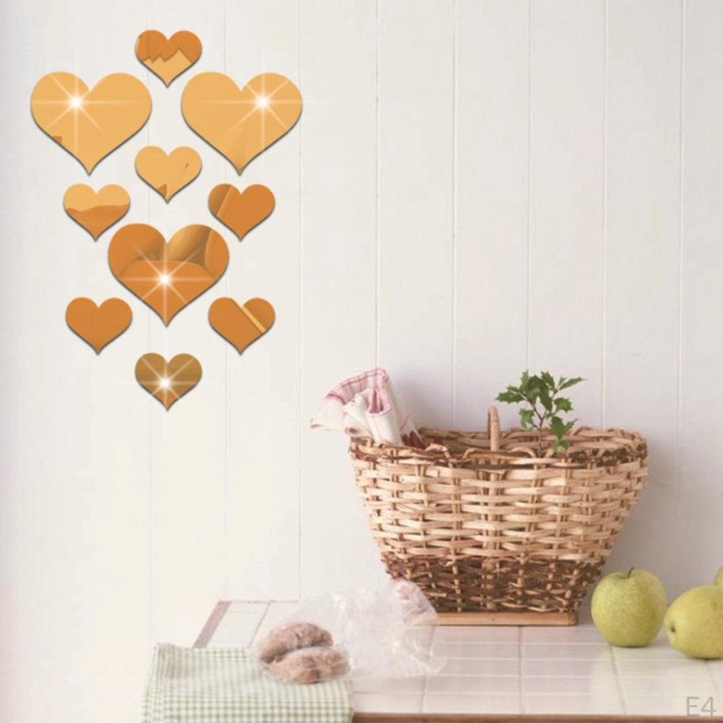Hearts Removable DIY Acrylic 3D Mirror Wall Decal Sticker