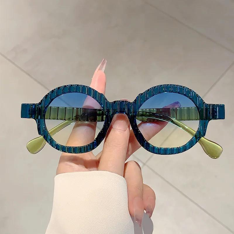 Vintage Unique Stripe Round Sunglasses Women For Men Fashion Double Candy Color Shades Uv400 Punk Trend Luxury Sun Glasses