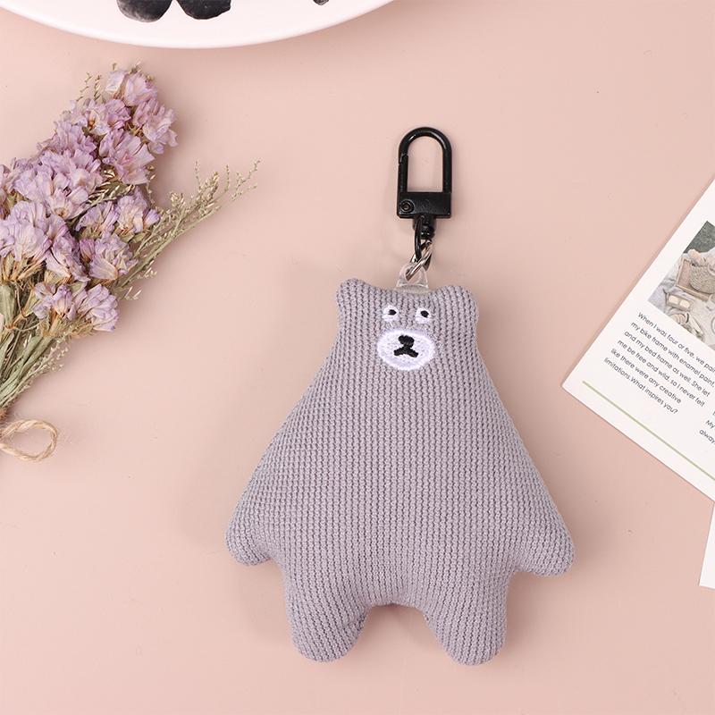 Cute Plush Bear Keyring Kawaii Pendant Car Key Chain Pendant Soft Plush Doll Fun Girl Bag Hanging Ornament Accessories