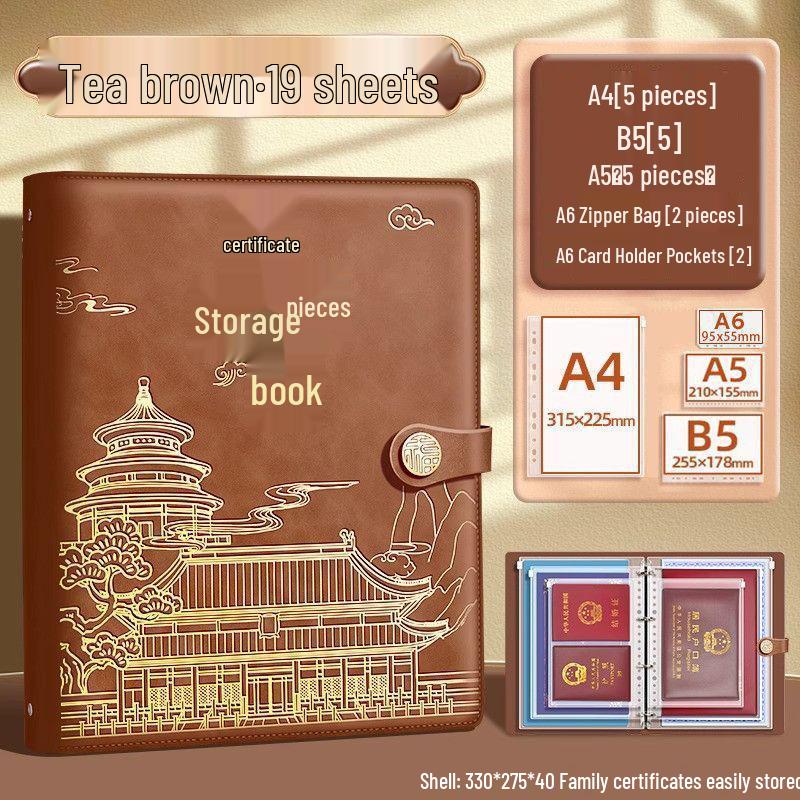 Portable Family Document Organizer: Loose-leaf, Multifunctional, Transparent, Large-Capacity Album for Birth Certificates & Household Records.