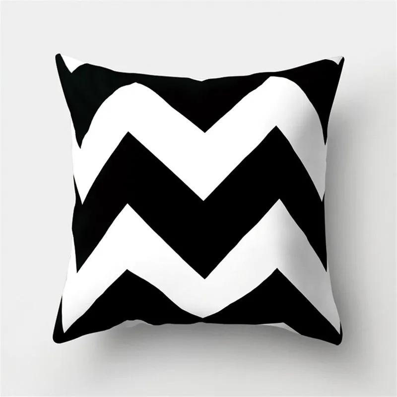 White Black Geometric Cushion Cover x Pillowcase Sofa Decor Polyester Home