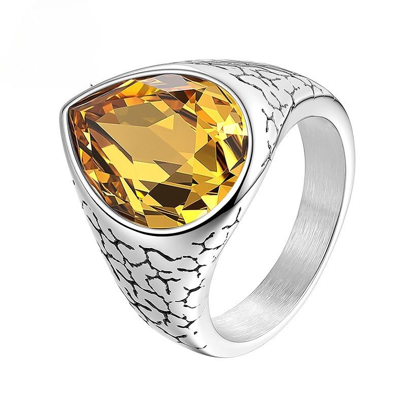 European and American Atmospheric Crystal Gemstone Ring, Pear Ring Boys Ring 2026 No. 7