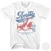 Jaws Amity Island 1975 Clear Skies Gentle Surf Warm Water White Shirts Unisex T-Shirt